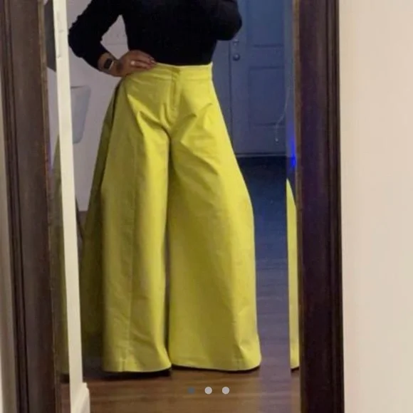 Maeve A-line Palazzo Pants Lime Color Size 4 - Picture 5 of 6